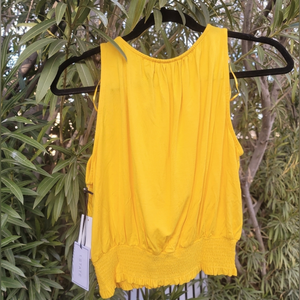 NWT 1. STATE  SUNFLOWER YELLOW PULL ON SMOCKED BOHO CASUAL DRESSY OFFICE…